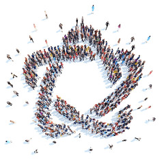 People in the form of an abstract symbol.