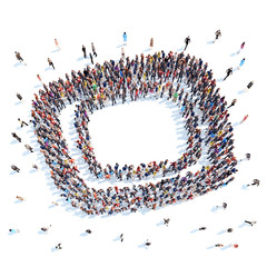 People in the form of an abstract symbol.