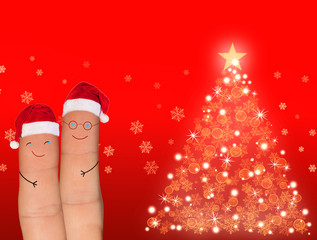 Christmas background with human finger concept