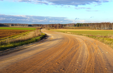 Fototapeta na wymiar Highway road to sunset. Russia