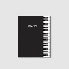 Vector modern piano book on gray background.