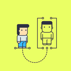 character is engaged in study and introspection