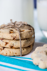 close view on stack of cookies