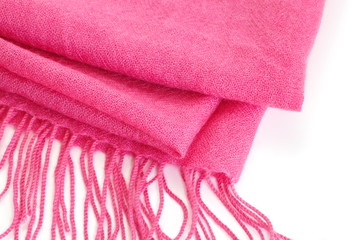 Pink silk scarf on a white background