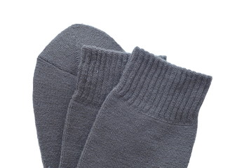 Winter black sock for men isolated on white background