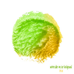 Watercolor green and yellow  isolated on white background. Vector illustration, Eps 10.