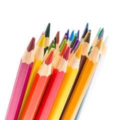 Bunch of colorful pencils isolated on white background