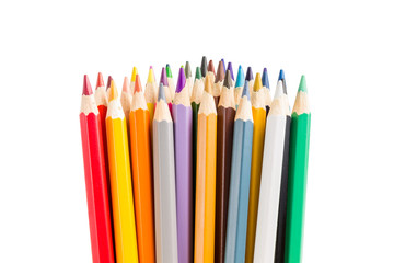 Bunch of colorful pencils isolated on white background