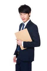 Businessman hold with clipboard