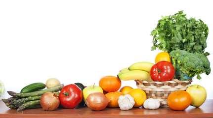 Fruits and vegetables isolated white background