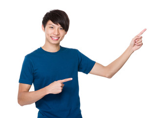 Asian Man with finger point up