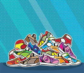 Pile of shoes vector pop art