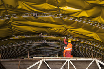 Mounting of insulation and steel framework on tunnel in Croatia