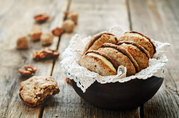 meringue with nuts and chocolate with cream cheese