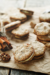 meringue with nuts and chocolate with cream cheese