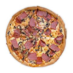 Full circle pizza top view