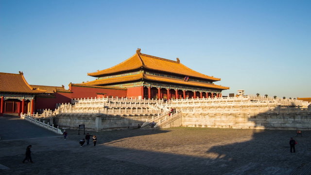 The Qianqing Palace and the shadow in Forbidden City, Beijing,