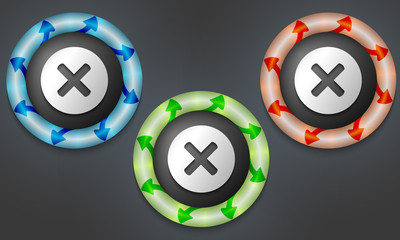 icons with color back light and multiplication symbol