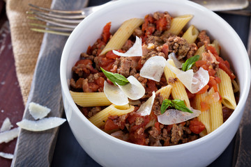 Pasta Bolognese with bacon