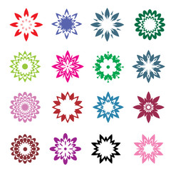 Set of color geometric flowers