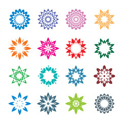 Set of color geometric flowers