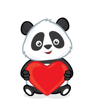 Panda holding heart love