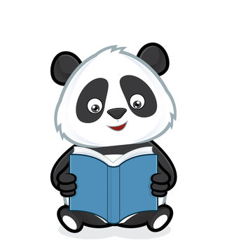 Panda reading a book