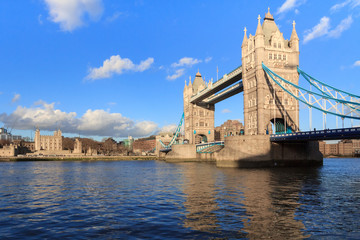 Tower bridge and the white tower of London, Uk