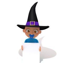 Baby Jake with witch hat 3d illustration