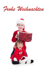 Kinder Weihnachten als Grußkarte Porträt