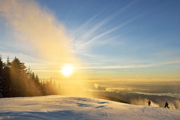New Year's Day sunrise at Grouse Mountain Ski Hills