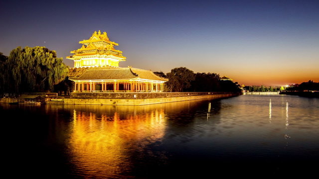 The sunset of Forbidden City Turret in Beijing, China
