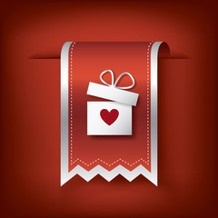 Valentine vertical ribbon or bookmark element for websites and