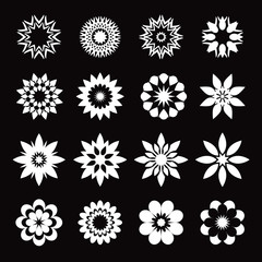 Set of white geometric flowers