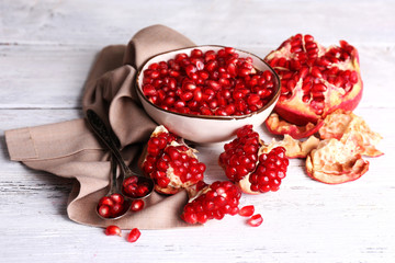 Beautiful composition with juicy  pomegranate seeds,