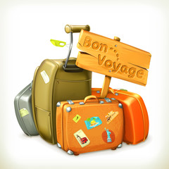 Bon voyage, travel icon, vector illustration