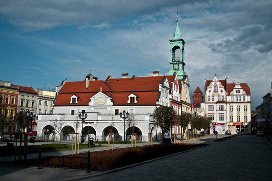 Fototapeta Poland, Kluczbork Buildings at the main square (Rynek).