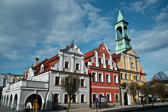 Fototapeta Poland, Kluczbork Buildings at the main square (Rynek).