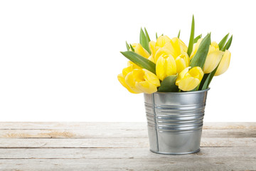 Fresh yellow tulips bouquet