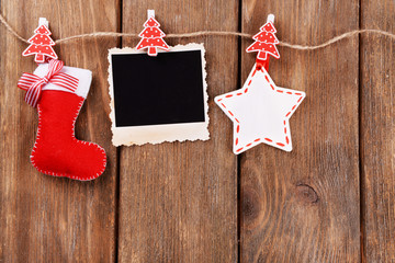 Blank photo frame and Christmas decor