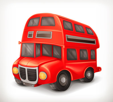 Red double deck bus, vector illustration