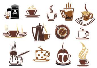 Brown and beige coffee icons