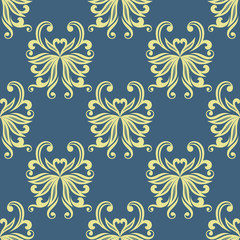 Fototapeta premium Yellow pansy floral seamless pattern