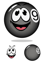 Billiard ball number 9 in cartoon style