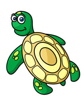 Cartoon green sea turtle character