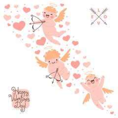 Valentines Day romantic background with cute angels.