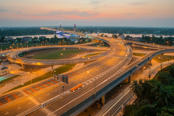 Highway and Suspension bridge in Thailand