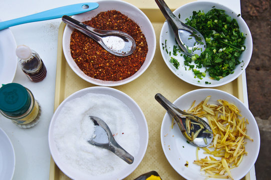 Thai food ingredient for porridge rice gruel in bowl