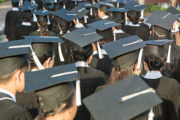 back of graduates during commencement