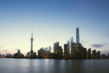 skyline and landscape of modern city,shanghai.View from riverban